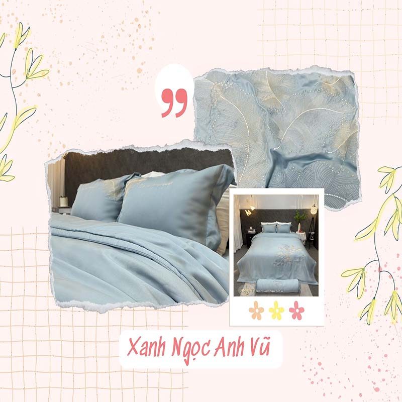 Bộ chăn ga Tencel - Xanh Ngọc Anh Vũ 1 Xanh Ngoc Anh Vu