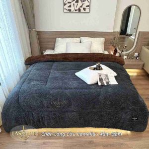 Chăn lông cừu Camelia Xám đậm 2