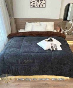 Chăn lông cừu Camelia phong cách đẳng cấp cho mùa Đông 11 Chăn lông cừu Camelia Xám đậm 2