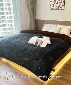 Chăn lông cừu Camelia phong cách đẳng cấp cho mùa Đông 2 Chăn lông cừu Camelia Xám đậm 3
