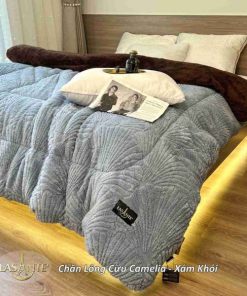 Chăn lông cừu Camelia phong cách đẳng cấp cho mùa Đông 15 Chăn lông cừu Camelia Xám Khói 2
