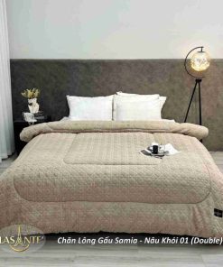 Chăn Lông Gấu Nâu Khói 01 (double) 32