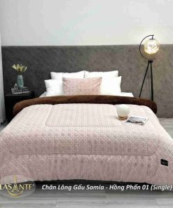 Chăn Lông Gấu Samia Hồng Phấn 01 (single) 13