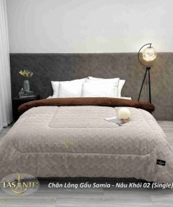 Chăn Lông Gấu Samia Nâu Khói 02 (single) 5