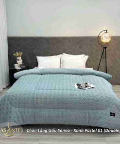 Chăn Lông Gấu Samia Xanh Pastel 01 (double) 26