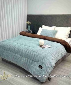 Chăn Lông Gấu Samia Xanh Pastel 01 (single) 2 18