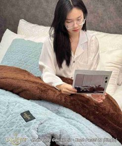 Chăn Lông Gấu Samia Xanh Pastel 01 (single) 3 17