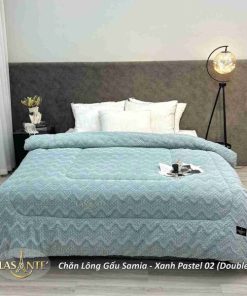 Chăn Lông Gấu Samia Xanh Pastel 02 (double) 23