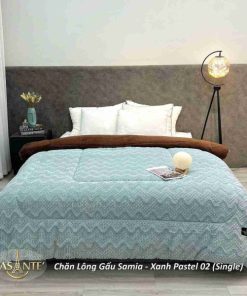 Chăn Lông Gấu Samia Xanh Pastel 02 (single) 16