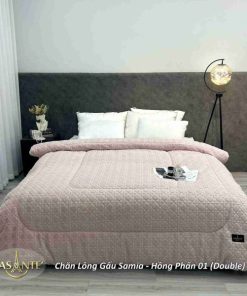 Chăn lông gấu Samia- Hồng phấn 01 (Double)