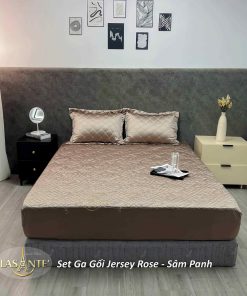 Set Ga Gối Lụa Jersey Cao Cấp 4 Set Ga Gối Lụa Jersey Rose - Sâm Panh
