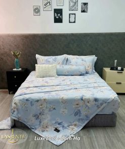 Bộ chăn ga gối Luxecool Lam Hạ