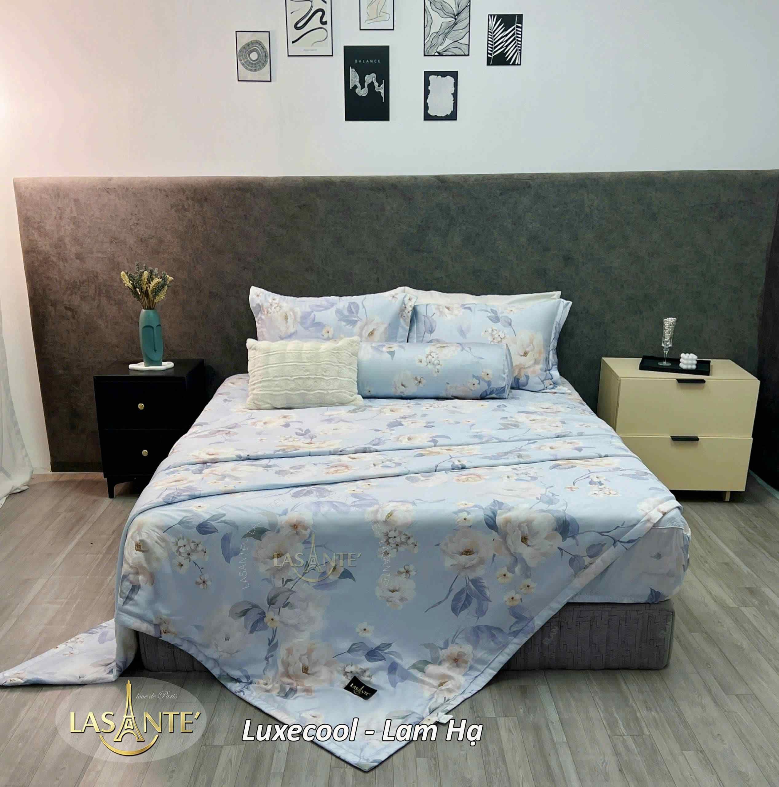 Bộ chăn ga gối Luxecool Lam Hạ