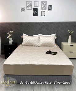 Set Ga Gối Lụa Jersey Cao Cấp 5 Set Ga Gối Lụa Jersey Rose - Silver Cloud