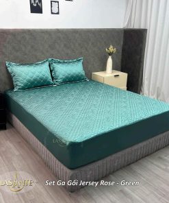 Bộ ga gối lụa Jersey - Green 1 Bộ Ga Gối Lụa Jersey Green - Lasante