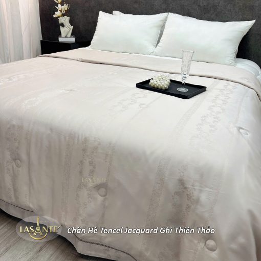 Chăn hè Tencel Jacquard Ghi Thiên Thảo - Lasante