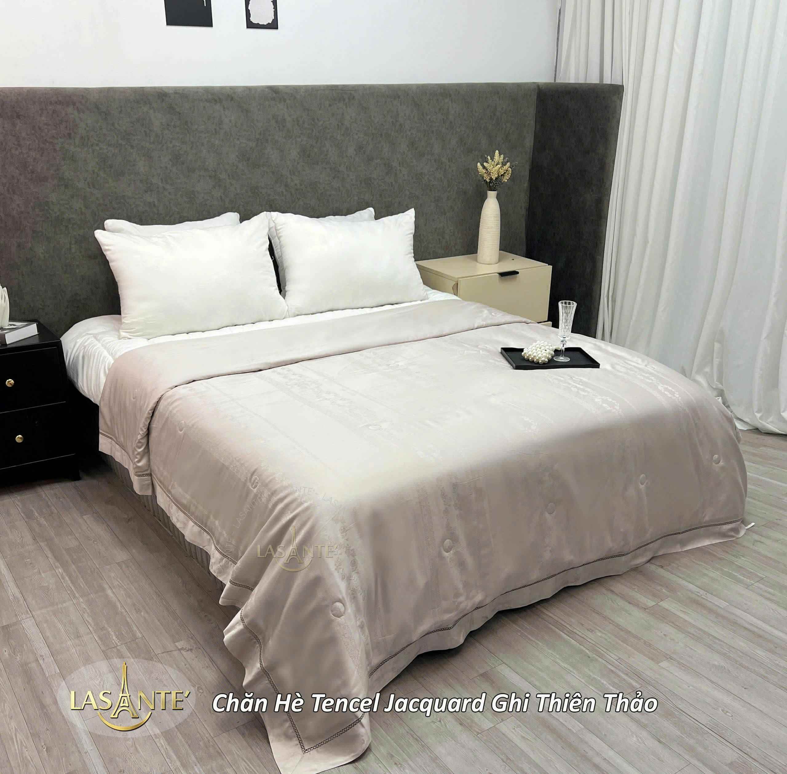 Chăn hè Tencel Jacquard Ghi Thiên Thảo - Lasante