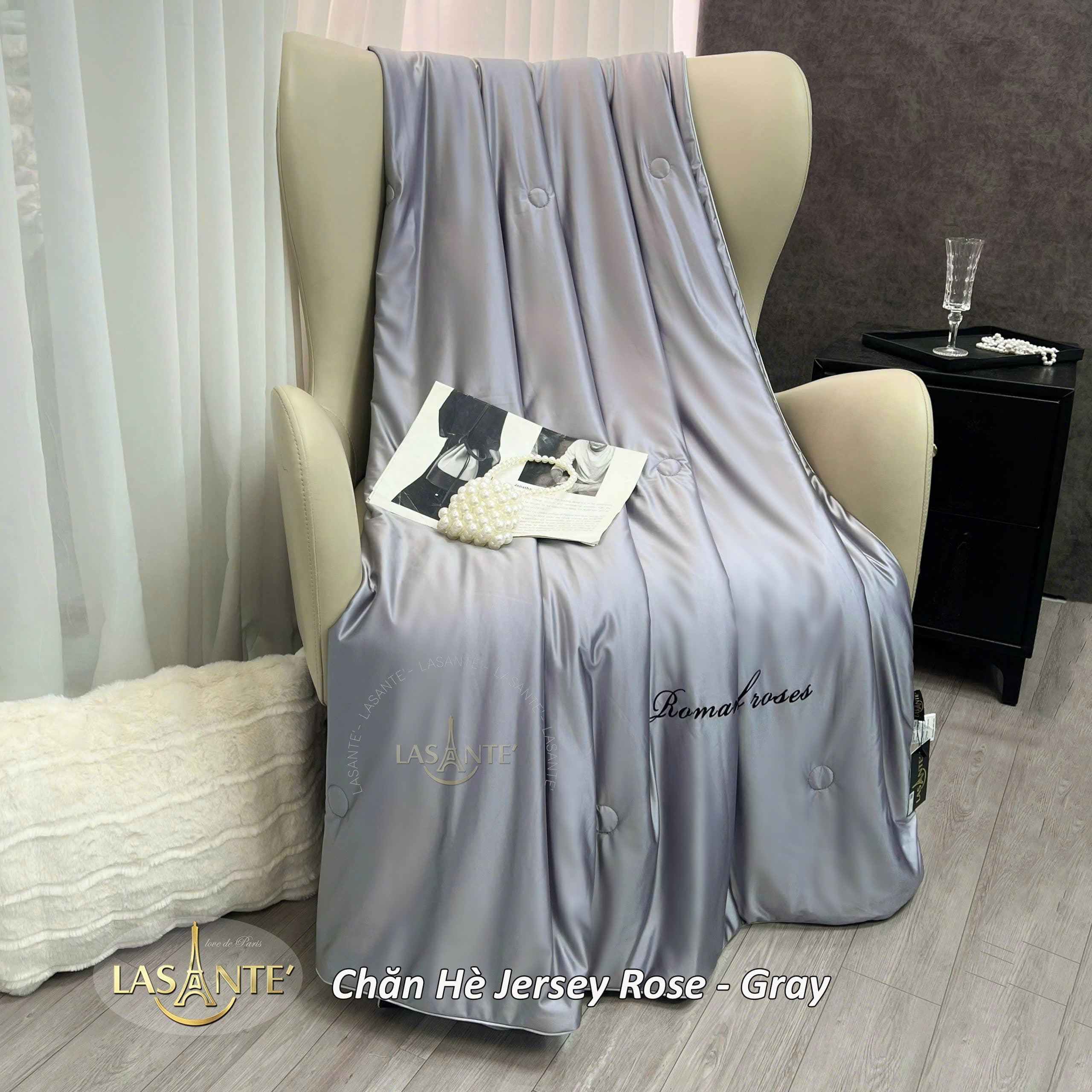 Chăn hè lụa Jersey Gray - Lasante