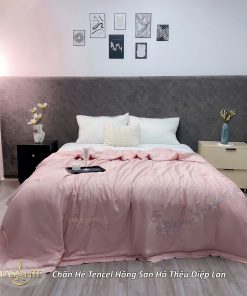 Chăn hè Tencel thêu Diệp Lan - Xanh Lục Yên