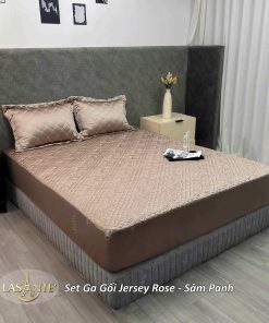Bộ Ga Gối Lụa Jersey - Sâm Panh 1 Bộ ga gối lụa Jersey Sâm Panh - Lasante