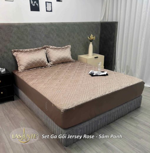 Bộ ga gối lụa Jersey Sâm Panh - Lasante