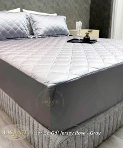 Bộ Ga Gối Lụa Jersey - Gray 2 Bộ ga gối lụa Jersey Gray - Lasante