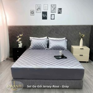 Bộ ga gối lụa Jersey Gray - Lasante