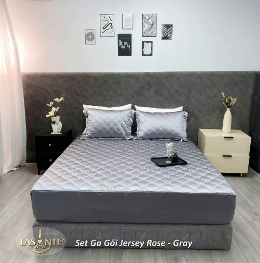 Bộ ga gối lụa Jersey Gray - Lasante
