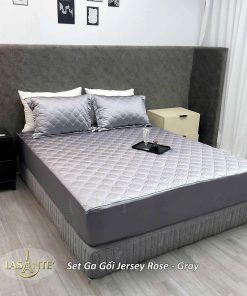 Bộ Ga Gối Lụa Jersey - Gray 1 Bộ ga gối lụa Jersey Gray - Lasante
