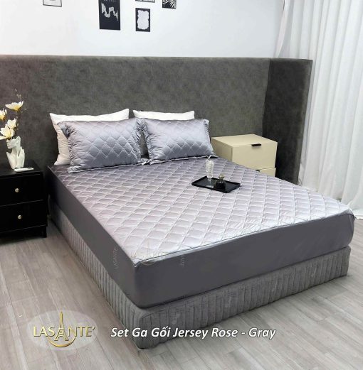 Bộ ga gối lụa Jersey Gray - Lasante