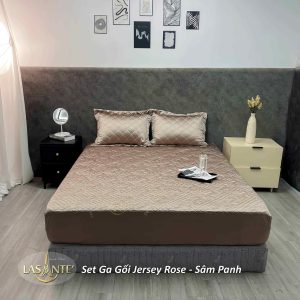 Bộ ga gối lụa Jersey Sâm Panh - Lasante