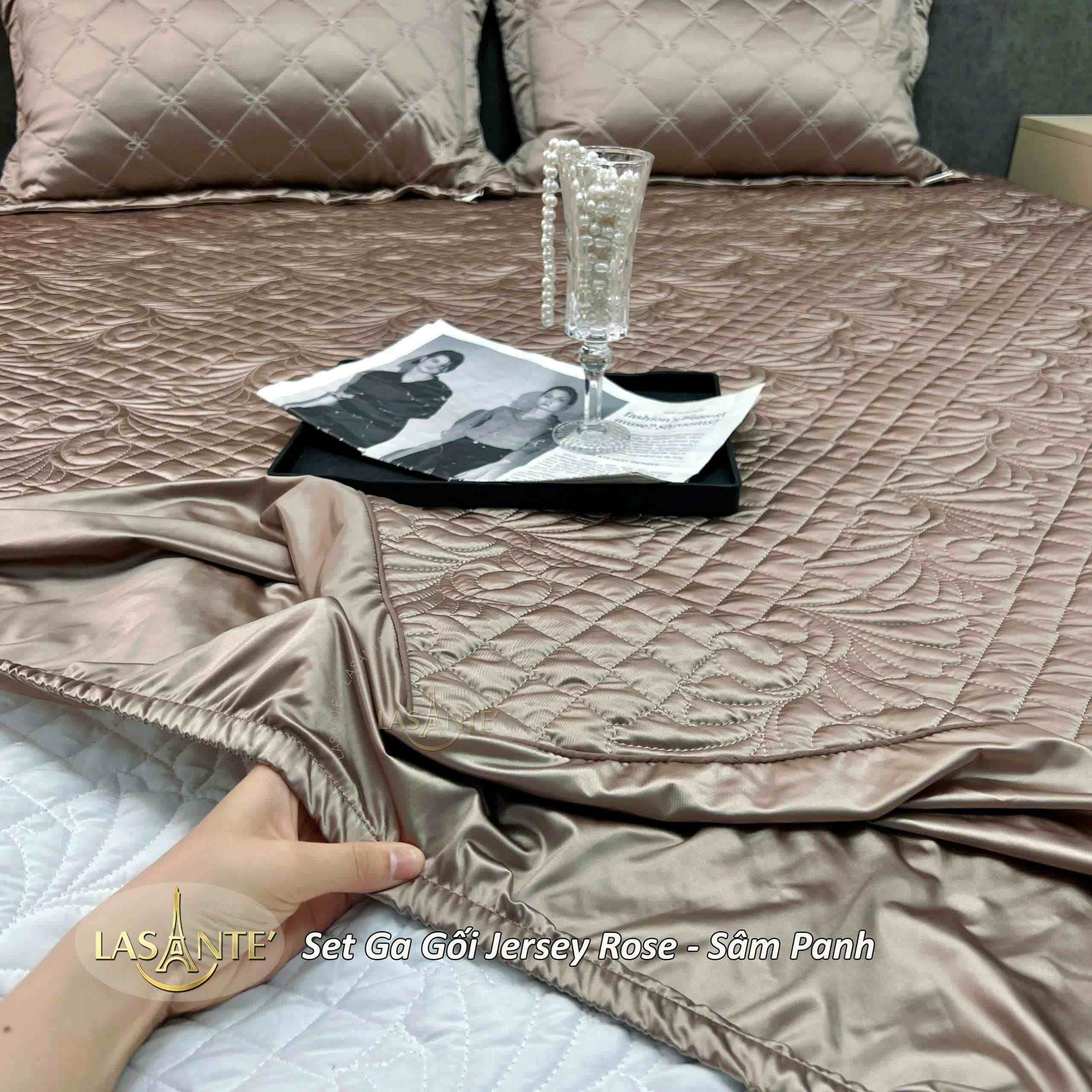 Bộ Ga Gối Lụa Jersey - Sâm Panh 4 Bộ ga gối lụa Jersey Sâm Panh - Lasante