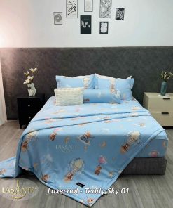 Bộ chăn ga Luxecool Teddy Sky 01 - Lasante