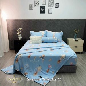 Bộ chăn ga Luxecool Teddy Sky 01 - Lasante