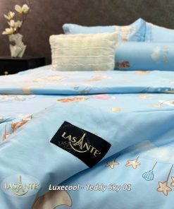 Bộ chăn ga Luxecool Teddy Sky 01 - Lasante