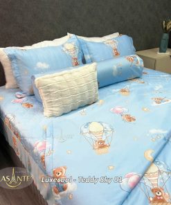 Bộ chăn ga Luxecool Teddy Sky 01 - Lasante
