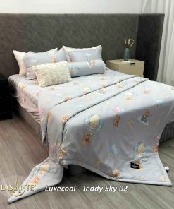 Bộ chăn ga Luxecool Teddy Sky 02 - Lasante