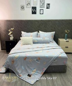 Bộ chăn ga Luxecool Teddy Sky 02 - Lasante