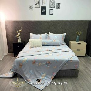 Bộ chăn ga Luxecool Teddy Sky 02 - Lasante