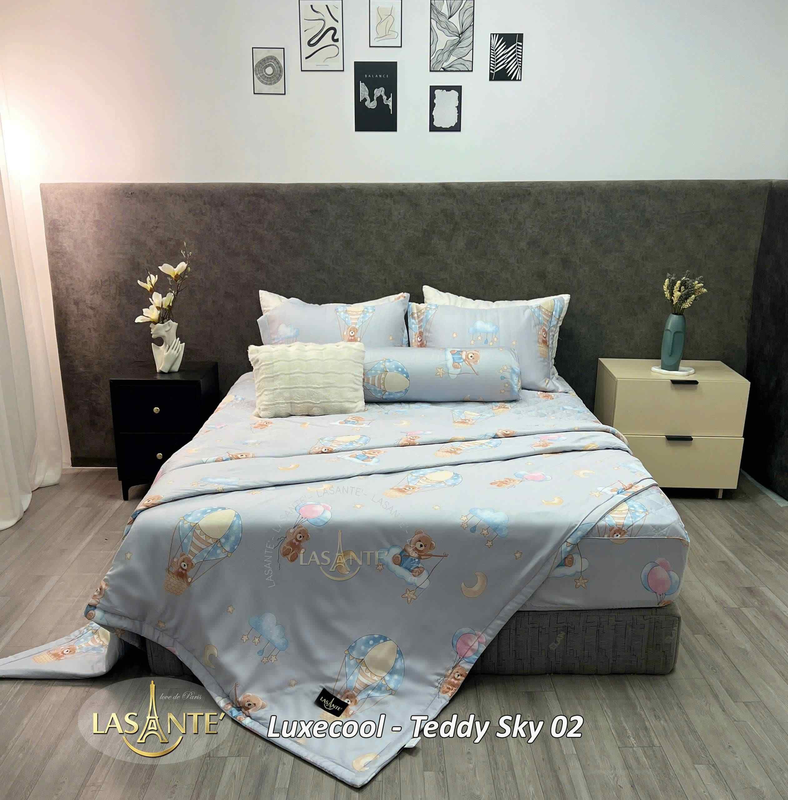 Bộ chăn ga Luxecool Teddy Sky 02 - Lasante