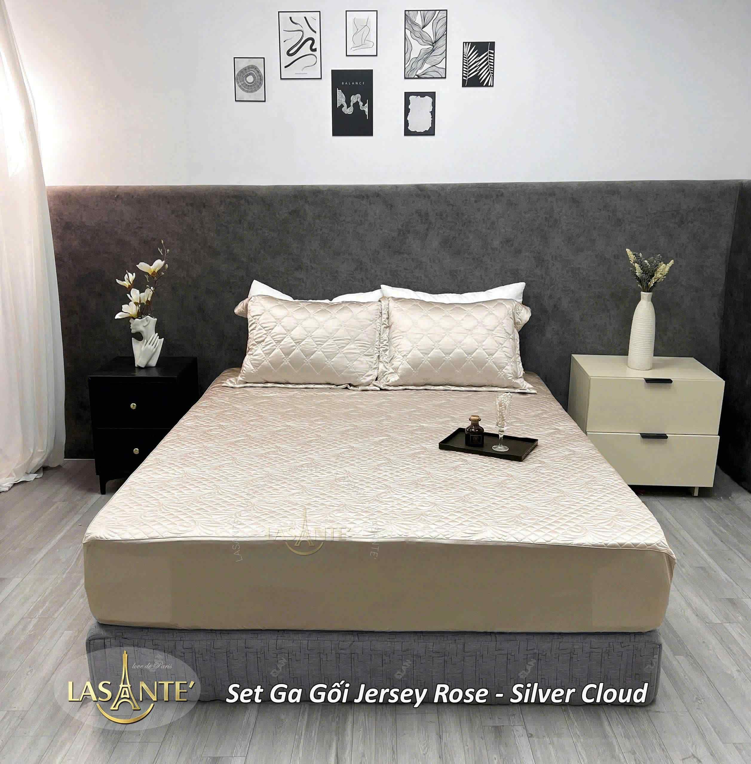 Bộ Ga Gối Lụa Jersey Silver Cloud - Lasante