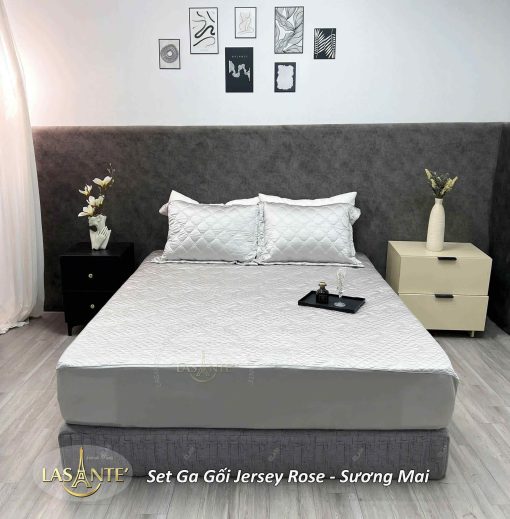 Bộ ga gối lụa Jersey Sương Mai - Lasante