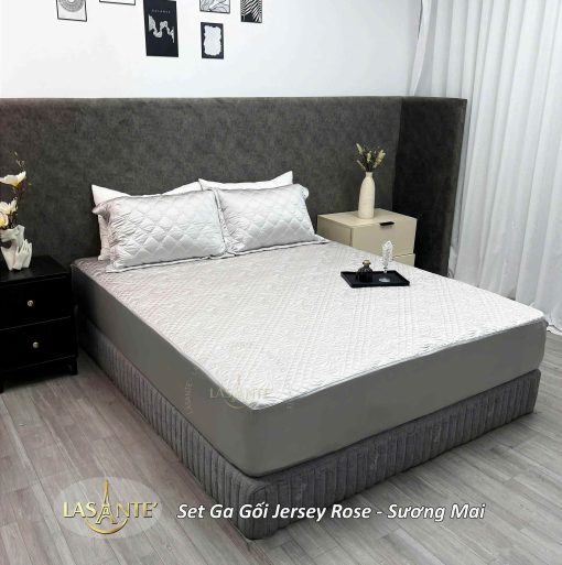 Bộ ga gối lụa Jersey Sương Mai - Lasante
