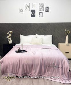 Chăn hè Tencel - Love Yourself 2 Chăn hè Tencel thêu Love Yourself Tím - Lasante