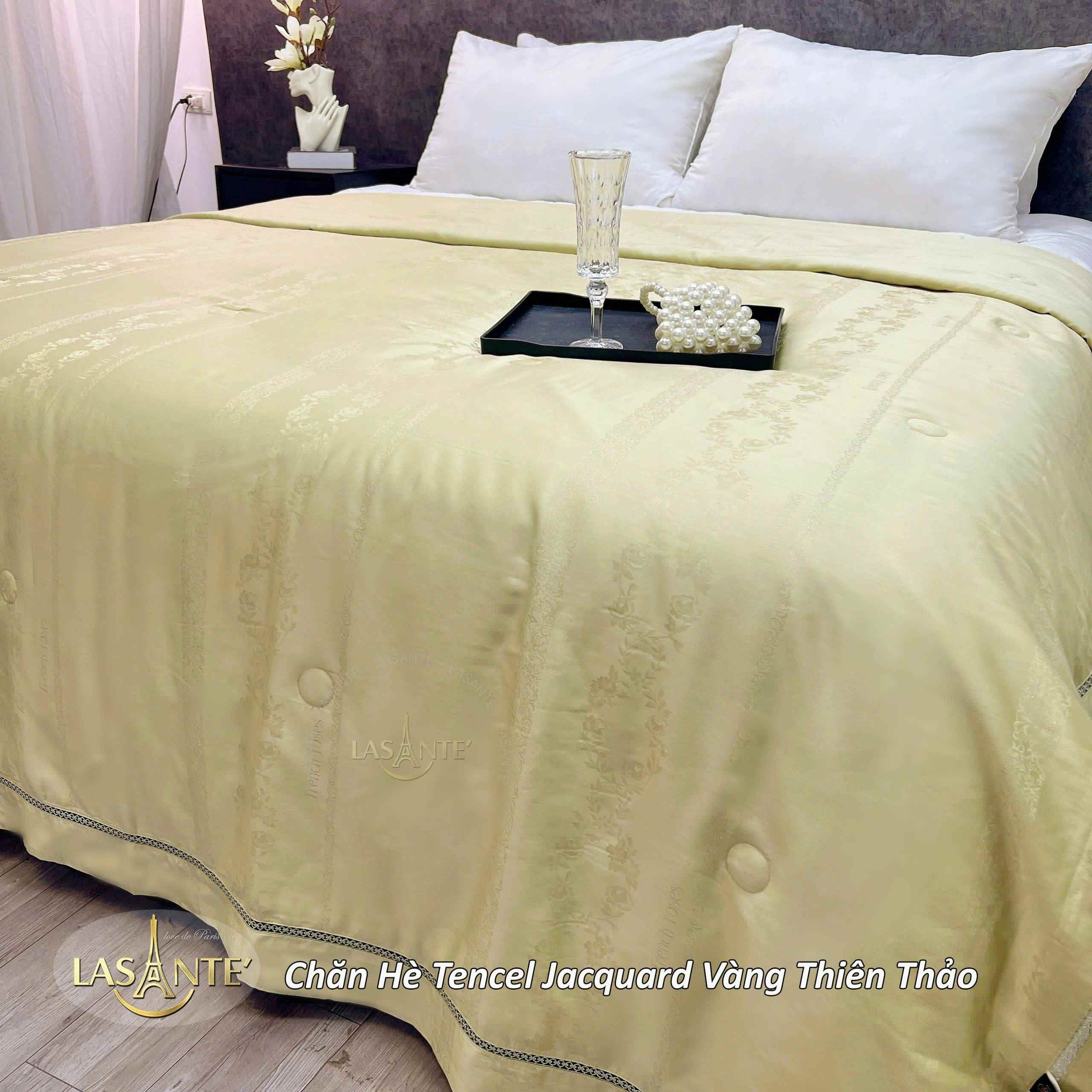 Chăn hè Tencel Jacquard - Thiên Thảo 6 Chăn hè Tencel Jacquard Vàng Thiên Thảo - Lasante