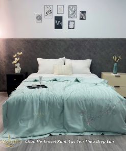 Chăn hè Tencel thêu Diệp Lan 2 Chăn hè Tencel thêu Diệp Lan - Xanh Lục Yên