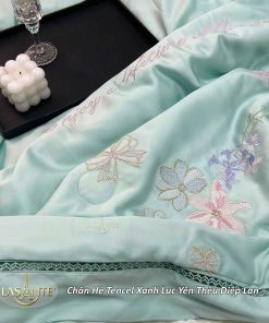 Chăn hè Tencel thêu Diệp Lan 5 Chăn hè Tencel thêu Diệp Lan - Xanh Lục Yên