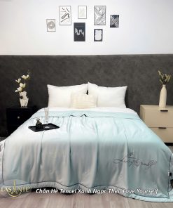 Chăn hè Tencel - Love Yourself 4 Chăn hè Tencel thêu Love Yourself Xanh Ngọc - Lasante