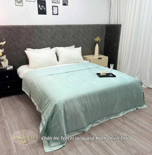 Chăn hè Tencel Jacquard Xanh Thiên Thảo - Lasante