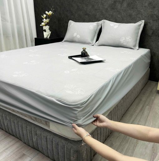 Bộ ga gối lạnh Icemax Xám Hoa Hồng